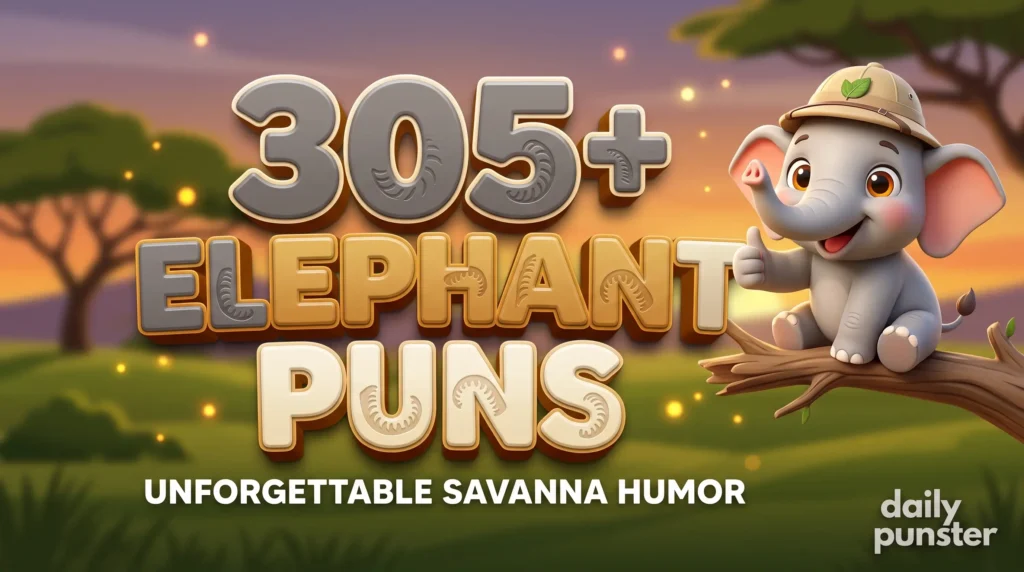 A scowling cartoon elephant character wearing a safari hat sits on a branch, looking mean, with crossed arms, against a savanna background. The large text on the left reads "99+ MEANEST JOKES" with a red and charcoal gradient, and the smaller text below says "CRUEL SAVANNA HUMOR".